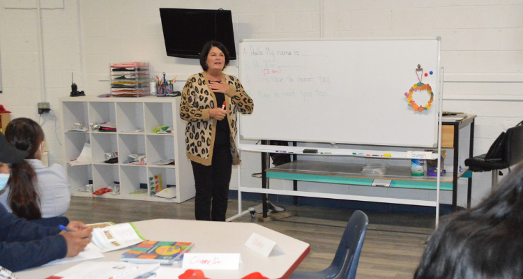  Professor Gwen McIntyre, who also teaches ESL classes at the Worthington Atlantic City campus